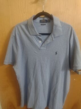 Polo by Ralph Lauren Men's Light Blue Polo Shirt with Embroidered Pony